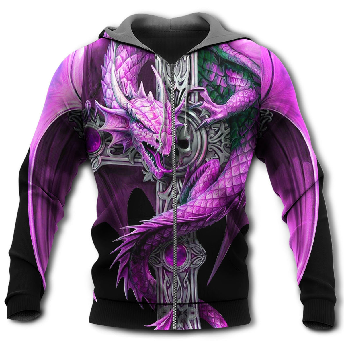 Pink Dragon Skull Sword Hoodie For Dark Artwork Streetwear And Relaxed Everyday Outfits