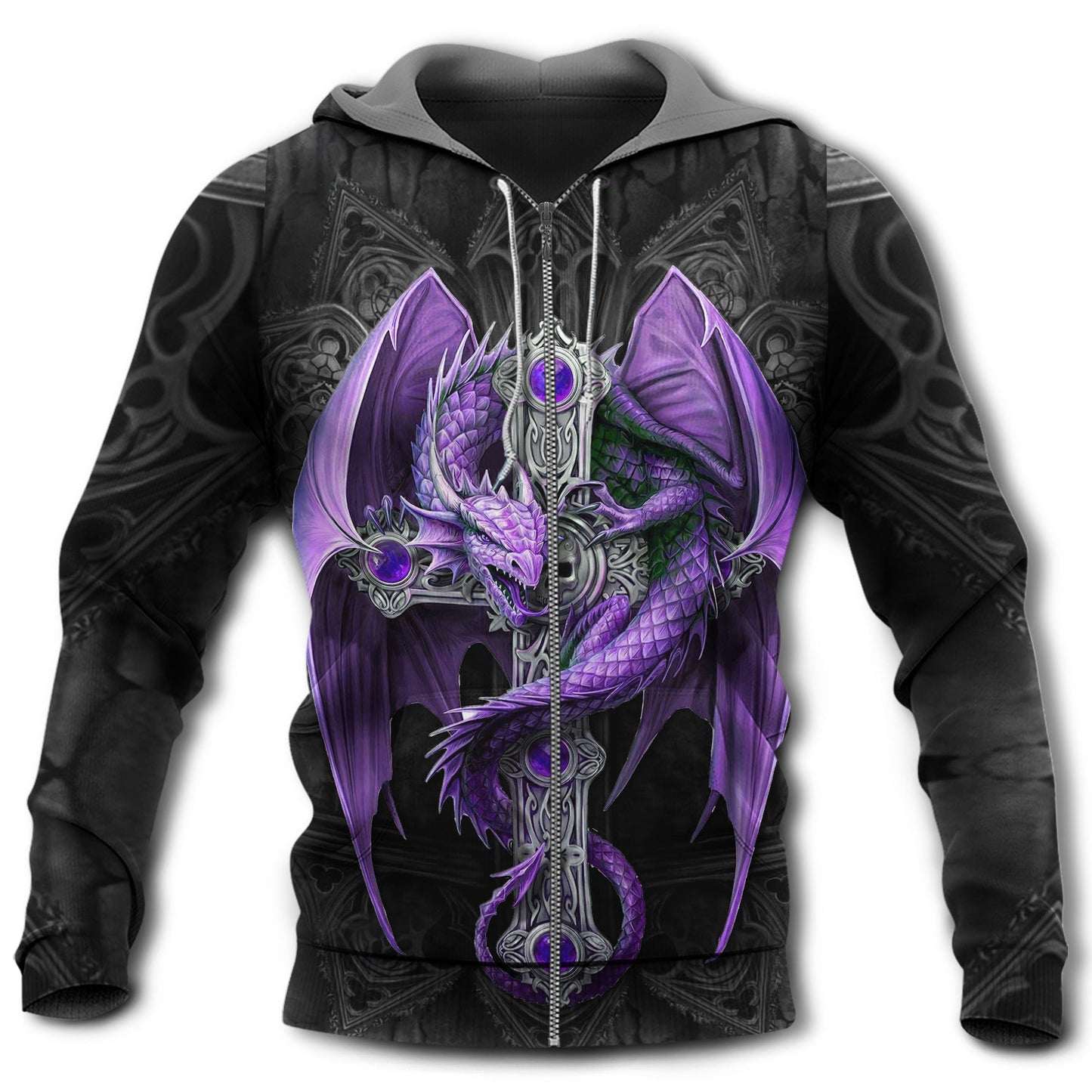Purple Fantasy Dragon Sword Hoodie For Fantasy Lovers Casual Streetwear Travel And Everyday Comfort