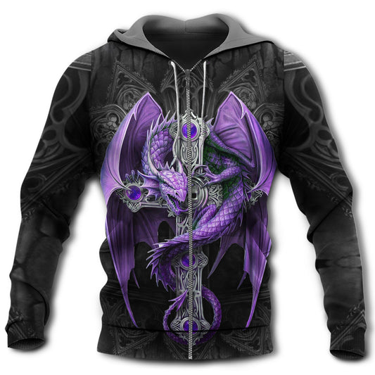 Purple Fantasy Dragon Sword Hoodie For Fantasy Lovers Casual Streetwear Travel And Everyday Comfort