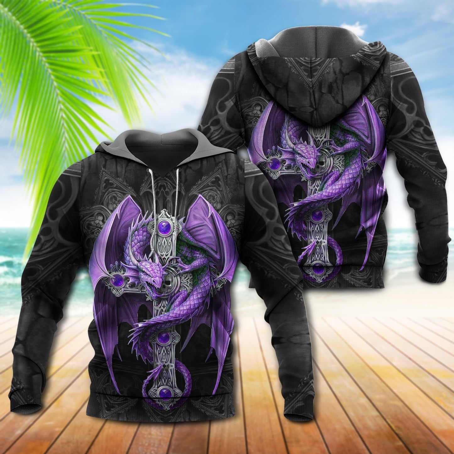 Purple Fantasy Dragon Sword Hoodie For Fantasy Lovers Casual Streetwear Travel And Everyday Comfort