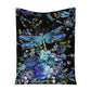 Dragonfly Blue Floral Flannel Blanket For Cozy Bedroom Sofa Decor