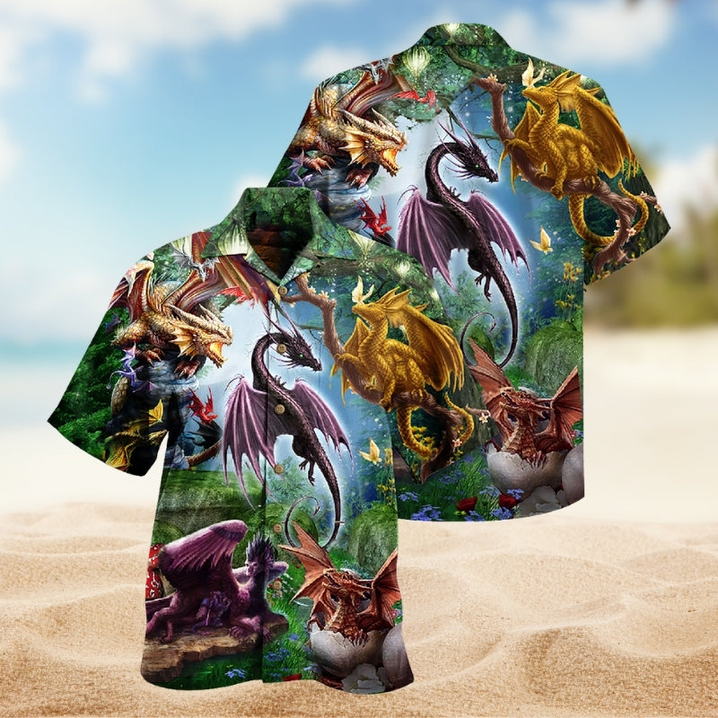 Dragonfly Fantasy Hawaiian Shirt For Warm Weather Outing, Summer Gathering, And Coastal Style