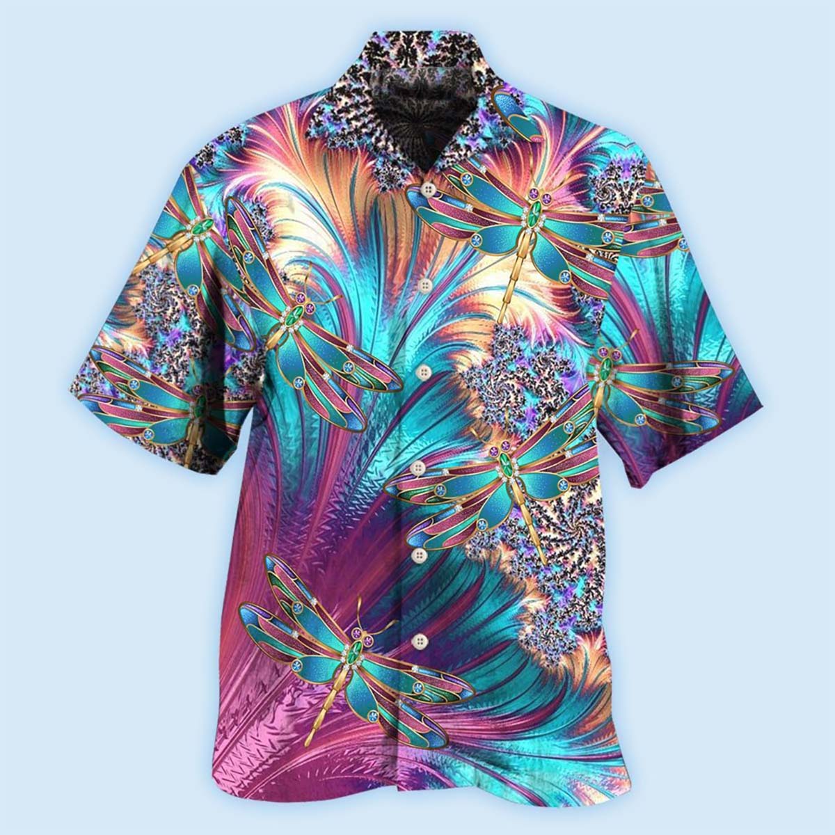 Dragonfly Summer Vibes Nature Hawaiian Shirt Pattern Detail For Summer Holidays And Outdoor Fun
