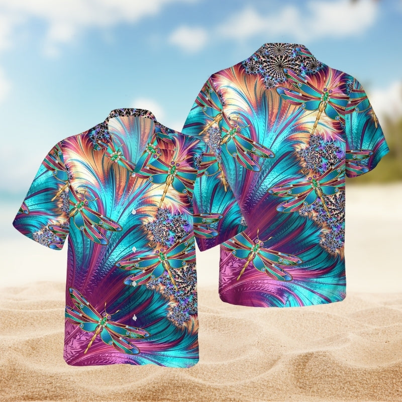 Dragonfly Loves Summer Vibes Hawaiian Shirt For Summer Vacation Beach Travel And Relaxed Casual Wear