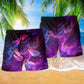 Purple Dragonfly Sky Beach Shorts Pattern Detail For Coastal Leisure And Easy Warm Weather Wear