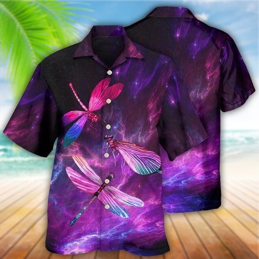 Purple Vintage Dragonfly Sky Hawaiian Shirt For Beach Parties And Weekend Getaways