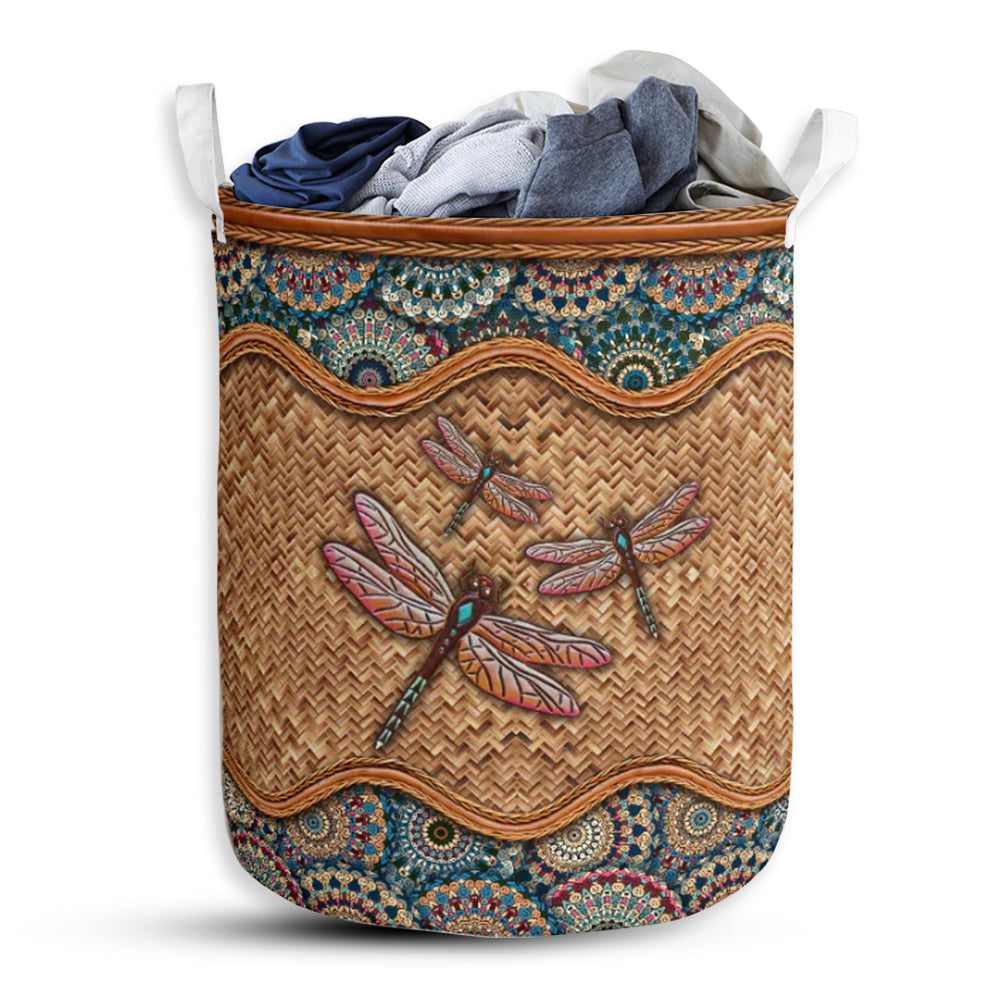 Dragonfly Rattan Mandala Style Laundry Basket For Bathroom Bedroom Storage