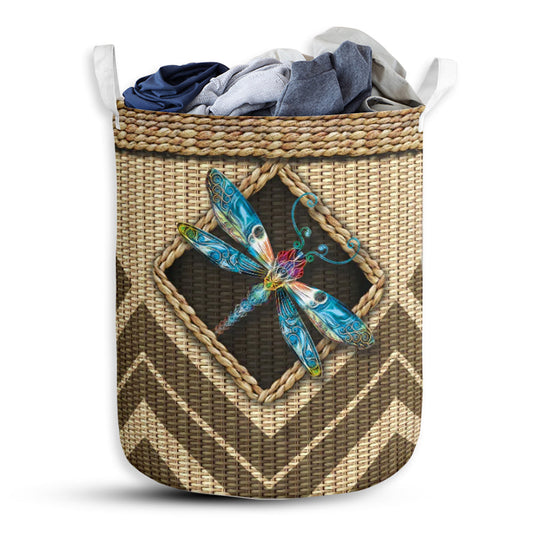 Small Size Dragonfly Wicker Texture Hole Laundry Basket For Bathroom Bedroom Storage