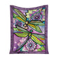 Dragonfly With Beautiful Flower Flannel Blanket For Cozy Bedroom Sofa Decor