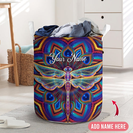 Dragonfly Mandala Art Mysterious Laundry Basket For Bathroom Bedroom Storage