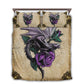 Dragon Violet Rose Bedding Cover For Fantasy Bedroom Decor