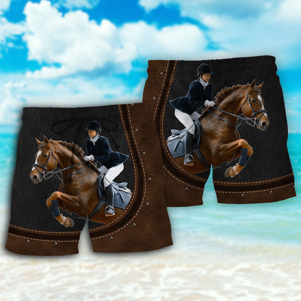 Dressage Horse Elegant Rider Beach Shorts Print Detail For Beach Activities And Vacation Wear