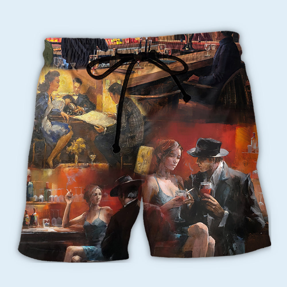 Wine Night Fun With Friends Lifestyle Beach Shorts Print View For Coastal Escapes And Casual Outings