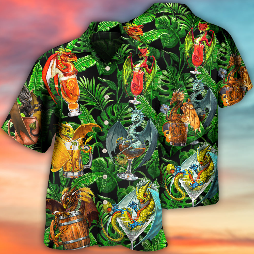 Dragon Drinking Hawaiian Shirt For Poolside Relaxation And Sunny Getaways