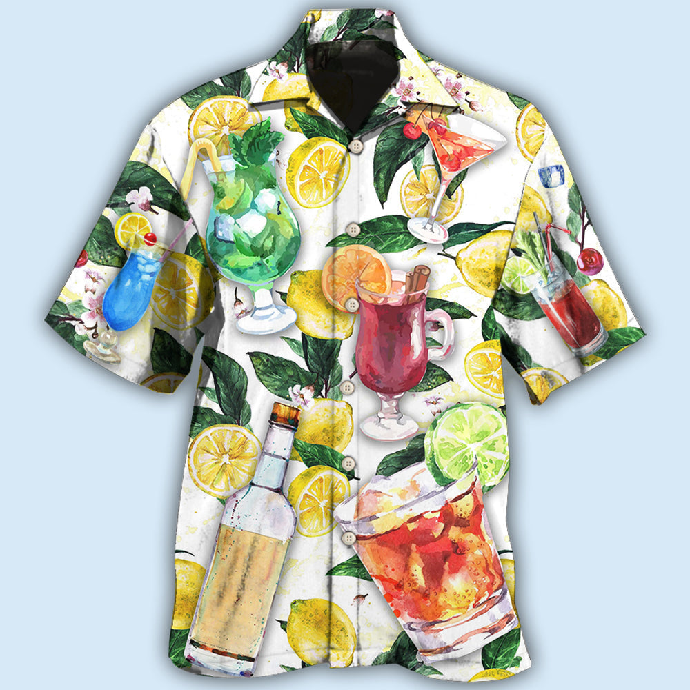 Wine Drinking Vodka Hawaiian Shirt Artwork Detail For Resort Trips And Outdoor Activities