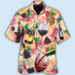 Colorful Drinking Wine Hawaiian Shirt For Resort Trips, Coastal Parties, And Warm Weather Style