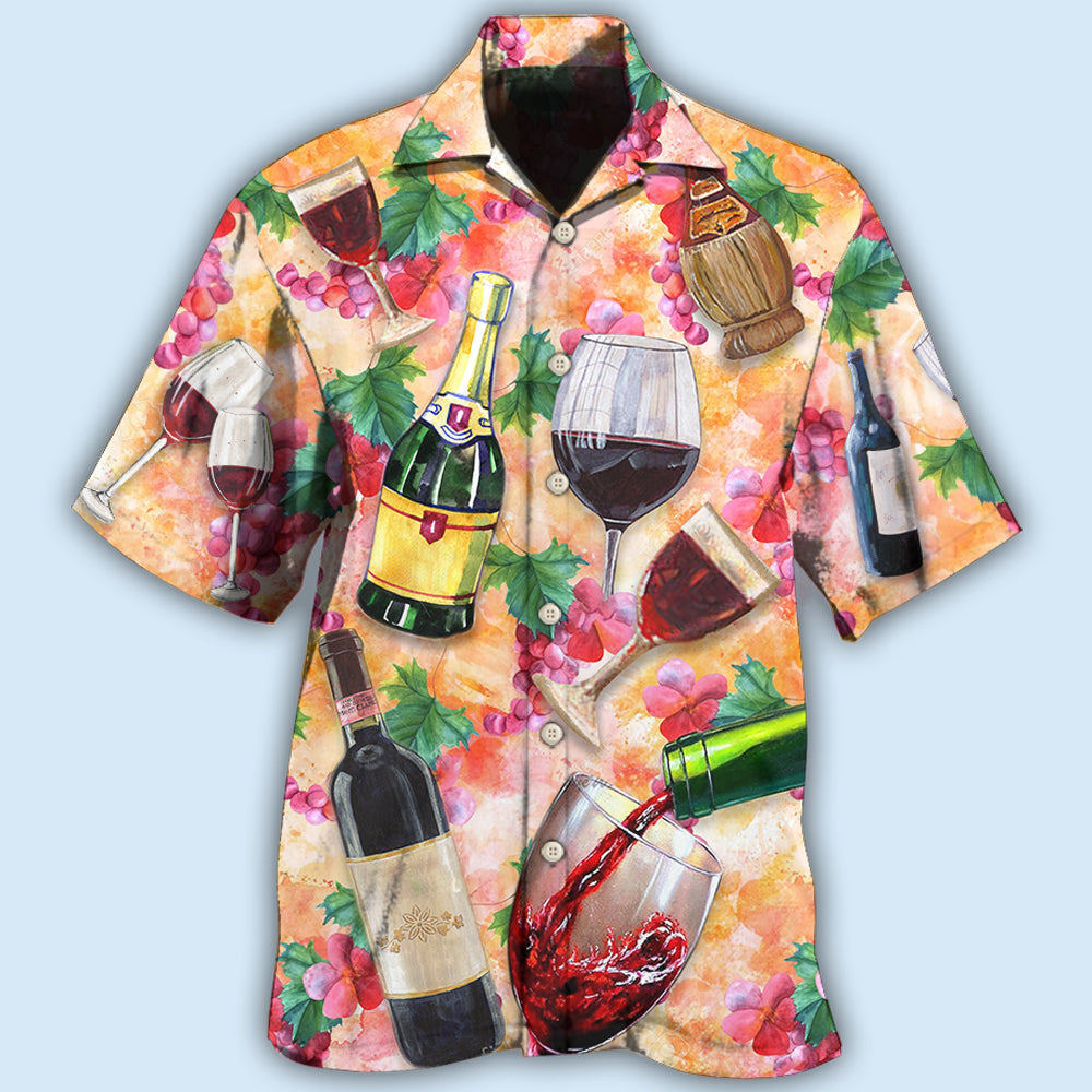 Colorful Drinking Wine Hawaiian Shirt For Resort Trips, Coastal Parties, And Warm Weather Style