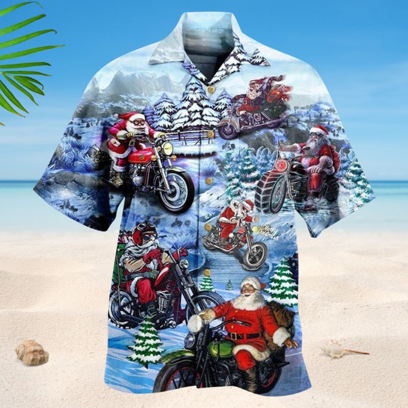 Driving With Santa Claus Hawaiian Shirt For Beach Holidays Outdoor Outings And Relaxed Everyday Wear