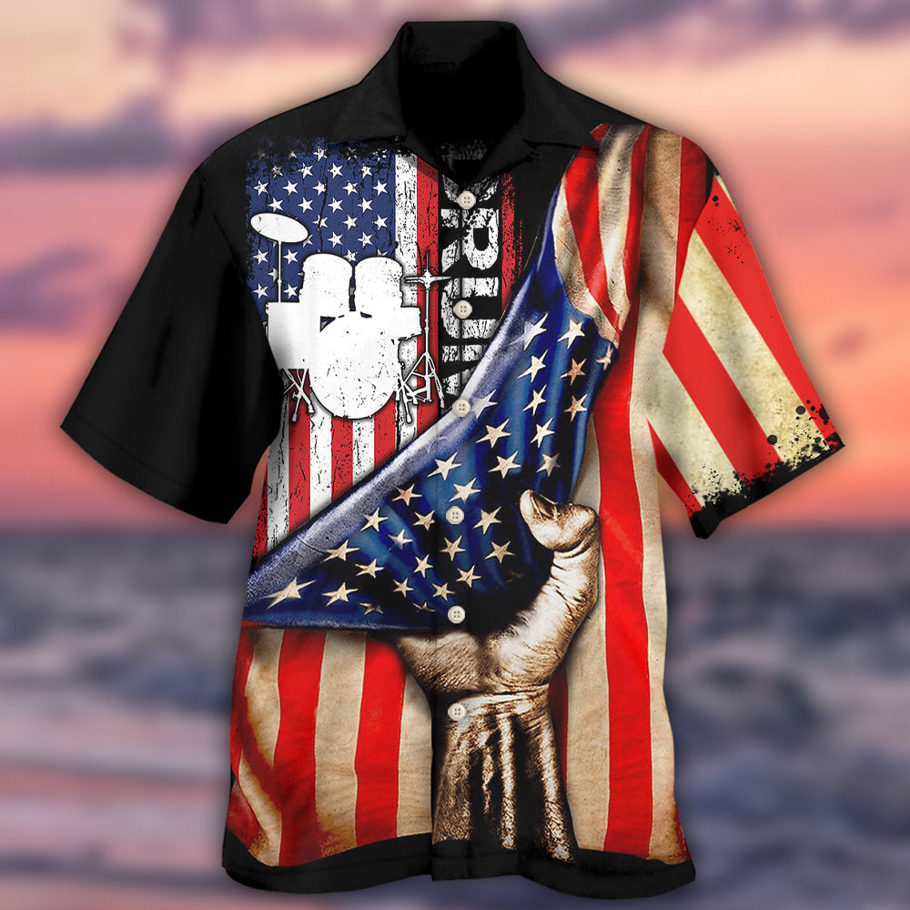 Drum Independence Day Hawaiian Shirt For Summer Vacation And Beach Travel