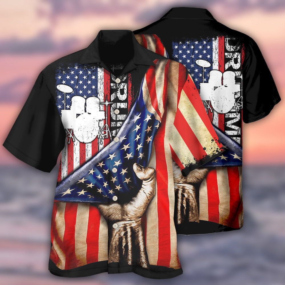 Drum Independence Day Hawaiian Shirt For Resort Getaways And Comfortable Summer Activities