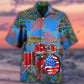 Drum Independence Day American Hawaiian Shirt Design View For Casual Summer Styling