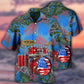 Drum Independence Day American Hawaiian Shirt Artwork Detail For Resort Trips And Outdoor Activities