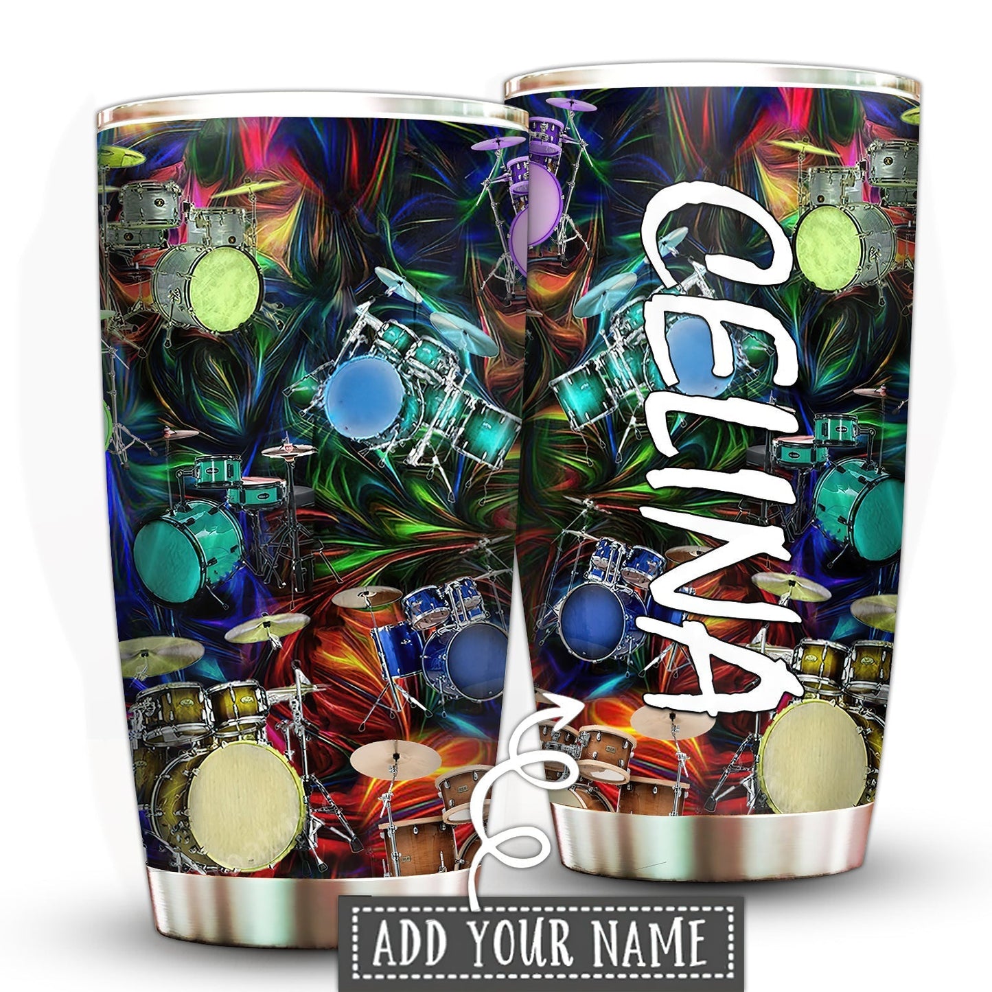 Drum Music Is My Soul Personalized 20 Oz Tumbler For Coffee Travel And Daily Drinks