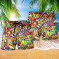 Drum Music Peace Beach Shorts Pattern Detail For Coastal Travel And Distinctive Seasonal Style