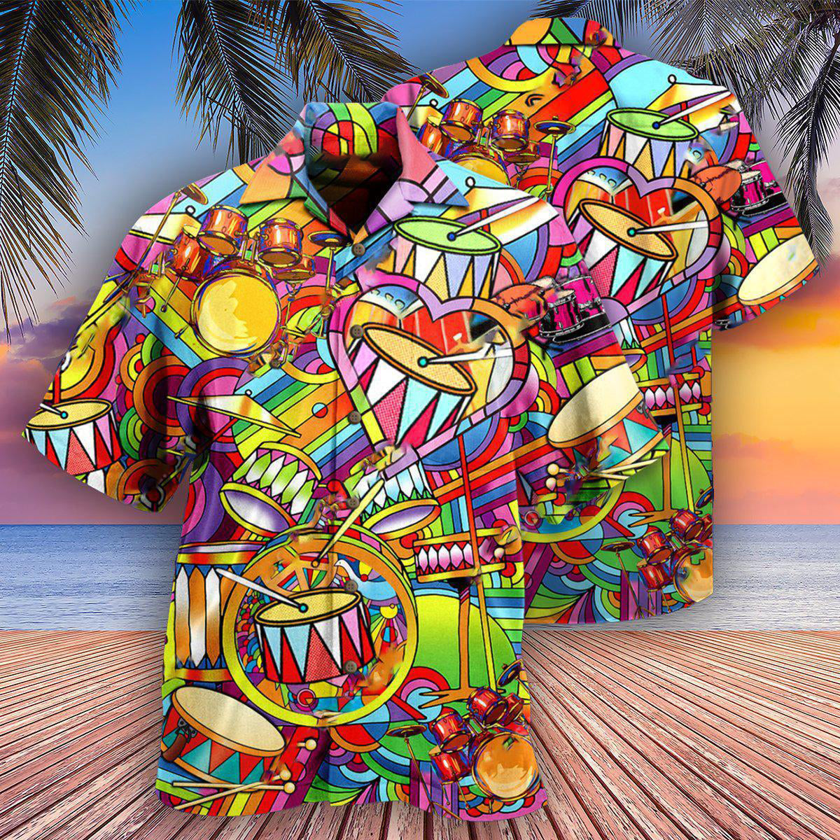 Drum Music Peace Drums Hawaiian Shirt For Summer Vacation And Beach Travel