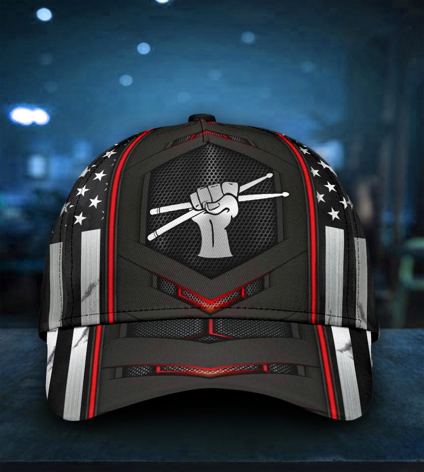Drum Strong America Red Black Classic Cap For Vacations Festivals Parties And Everyday Outfits
