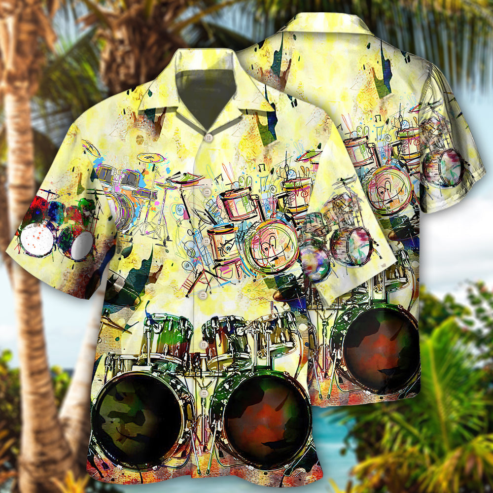 Drum Hawaiian Shirt Artwork View For Weekend Travel And Beach Style
