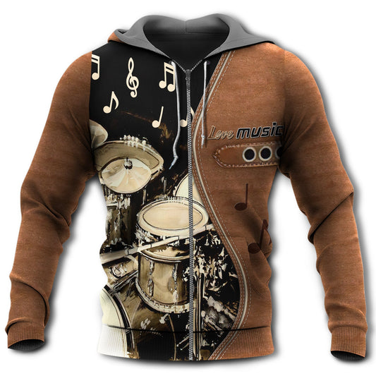 Brown Drum Love Music Hoodie For Studio Life Casual Travel And Everyday Comfort