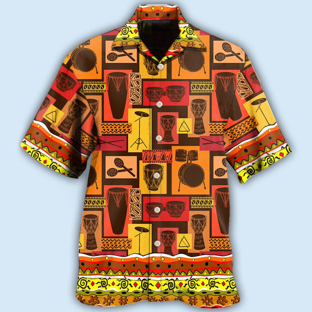 Drum Music Hawaiian Shirt For Resort Trips, Coastal Parties, And Warm Weather Style