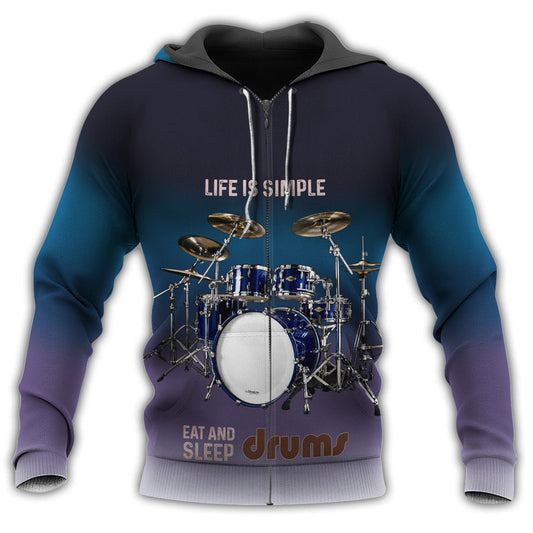 Drum Life Simple Eat Sleep Repeat Hoodie For Musicians Outdoor Activities And Creative Gift Ideas