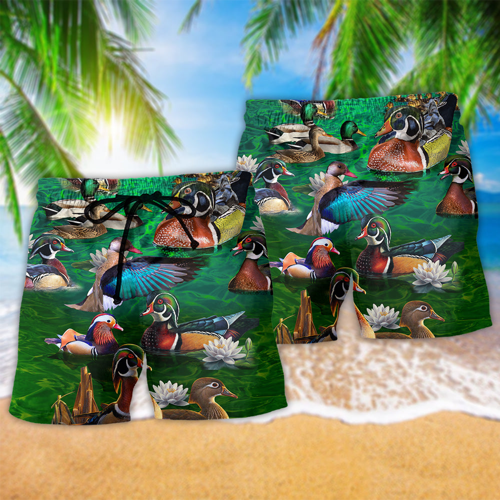 Duck All You Need Is Love Hawaiian Print Beach Shorts For Sunny Getaways And Gifting