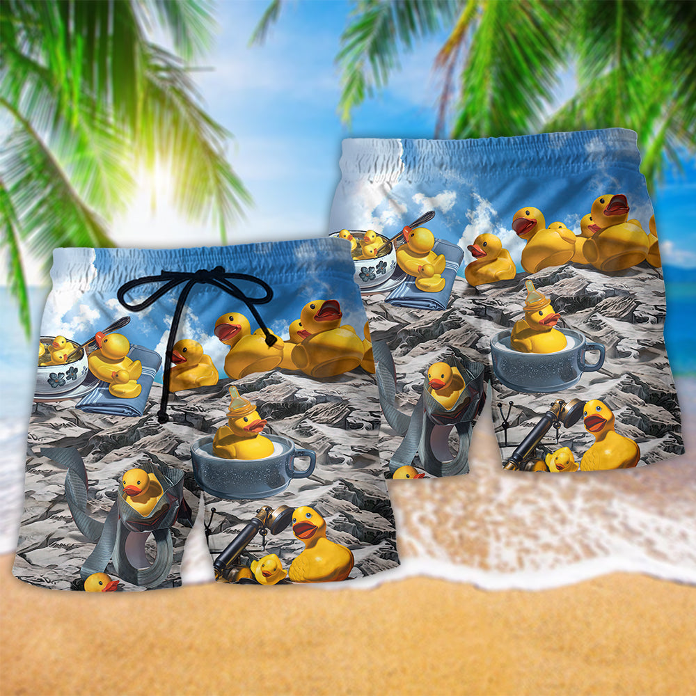 Rubber Duck Beach Shorts Pattern Detail For Everyday Outings And Travel Ready Comfort