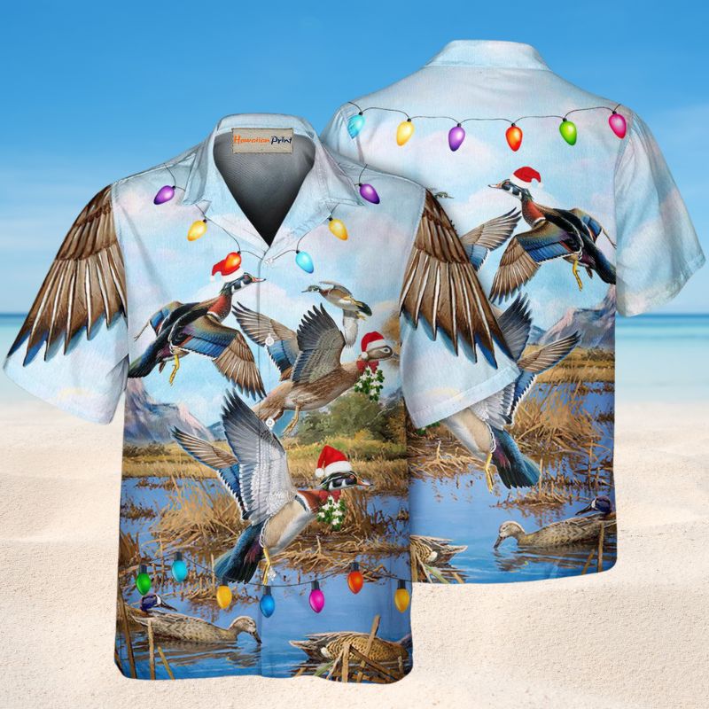 Duck Christmas Light Hawaiian Shirt For Resort Trips, Coastal Parties, And Warm Weather Style