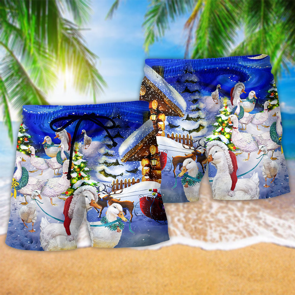 Christmas Duck Holiday Light Beach Shorts Pattern Detail For Sunny Day Activities And Memorable Gift Ideas