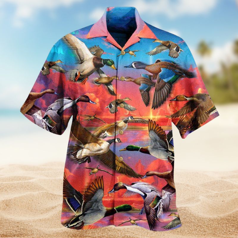 Duck Soul Sky Hawaiian Shirt For Island Vacations, Resort Wear, And Relaxed Seasonal Style