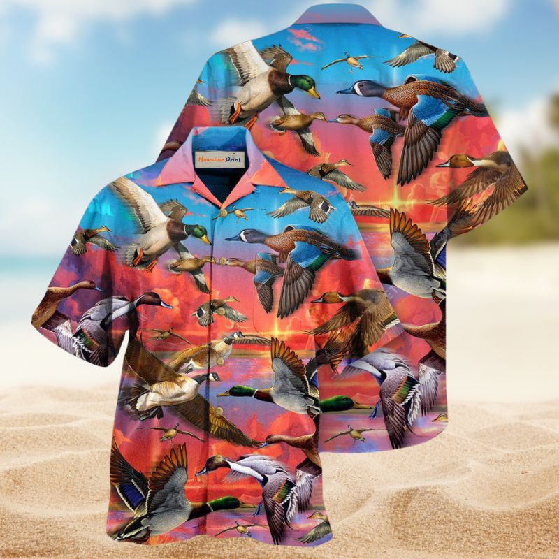 Duck Soul Sky Hawaiian Shirt For Island Vacations, Resort Wear, And Relaxed Seasonal Style