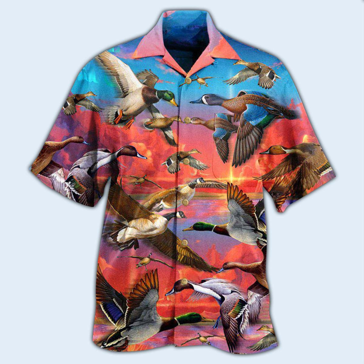 Duck Ducks Sky Hawaiian Shirt Pattern Detail For Summer Holidays And Outdoor Fun