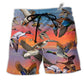 Duck The Soul Ducks Is In The Sunset Hawaiian Beach Shorts For Animal Lover Vacation Wear