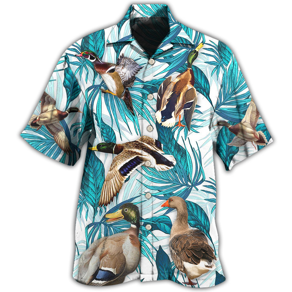 Tropical Duck Leaf Hawaiian Shirt For Coastal Travel, Casual Events, And Comfortable Summer Wear