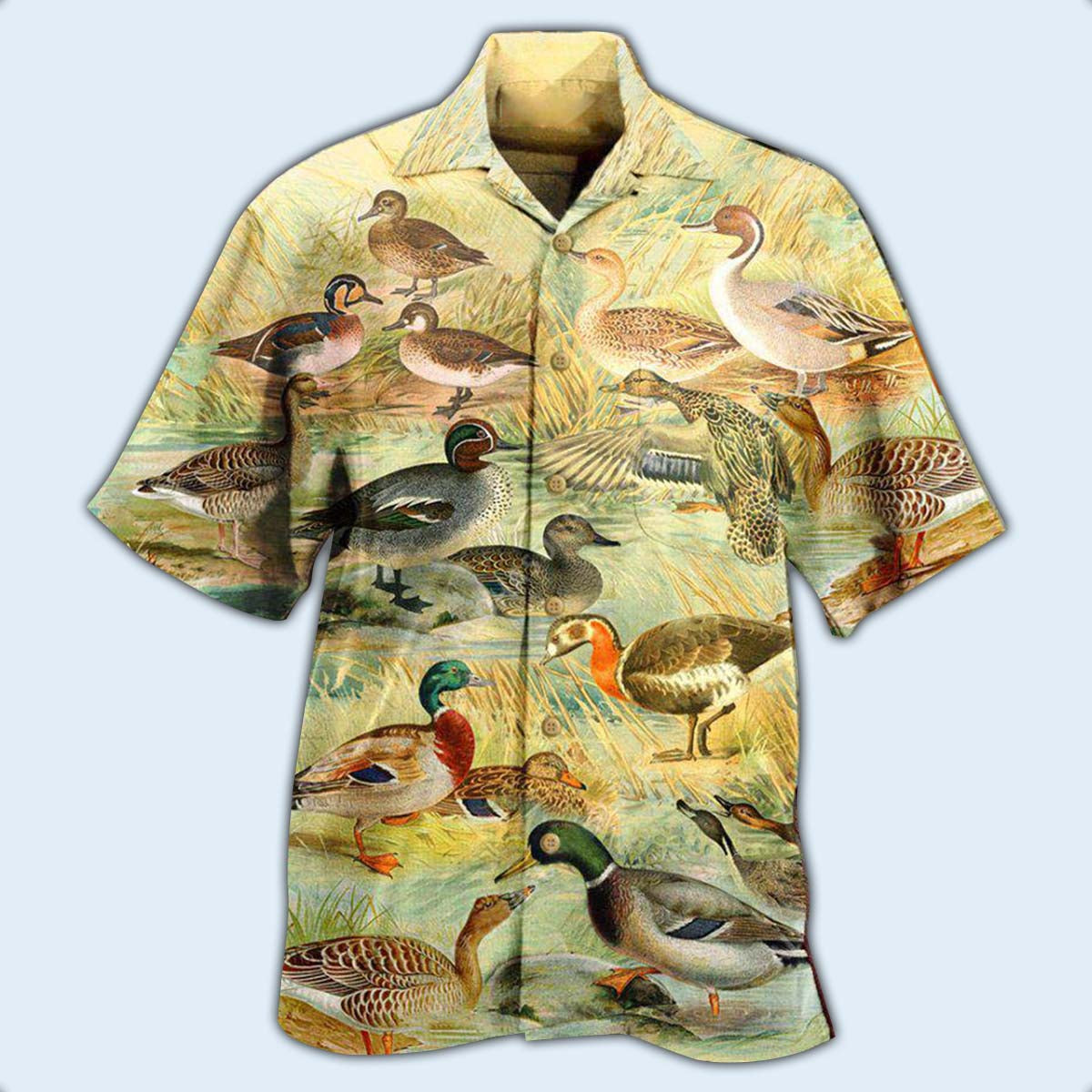 Vintage Duck Hawaiian Shirt With All Over Print For Beach Parties Vacation Travel And Relaxed Casual Style