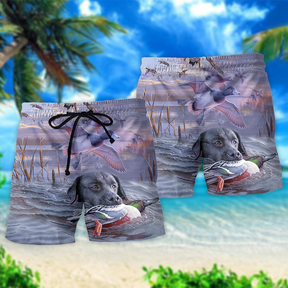 Duck Hunting Purple Outdoor Beach Shorts Design Detail For Casual Warm Weather Outfits