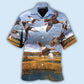 Classic Duck Hunting Hawaiian Shirt Pattern Detail For Vacation Travel And Daily Wear
