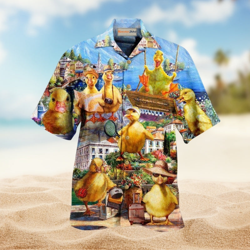 Ducklings In An Adventure Hawaiian Shirt For Resort Getaways Outdoor Parties And Everyday Summer Wear