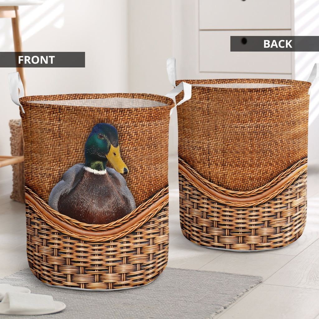 Duck Rattan Texture Laundry Basket For Room Home Organizer