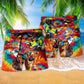 Duck Love Red And Green Fire Hawaiian Print Beach Shorts For Pet Lover Outdoor Comfort
