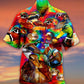 Red Green Duck Hawaiian Shirt Artwork Detail For Resort Trips And Outdoor Activities